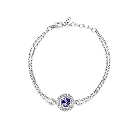Tuscany Silver Pulsera ajustable con halo de 9,5 mm y amatista...