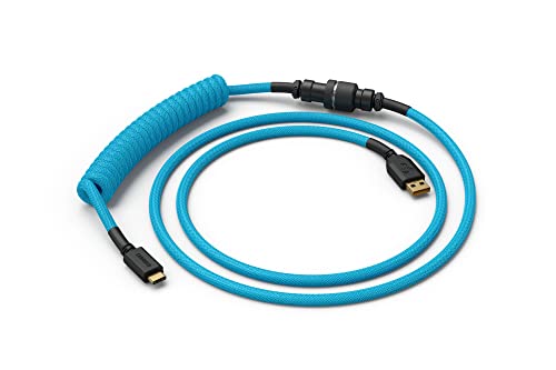 Image of GLORIOUS Coiled Keyboard Cable - Coiled USB C Cable Artisan Braided Cables for Mechanical Gaming Keyboard Coiled Cable - Custom Keyboard Cable (Electric Blue)
