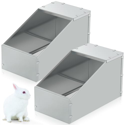 Maxcheck 2 Pcs Galvanized Metal Rabbit Nesting Box Bunny Small Animal Nest with Removable Acrylic Floor Durable Easy to Clean for Indoor Outdoor Use Rabbit Supplies(14.5 * 8.5 * 8 Inch)