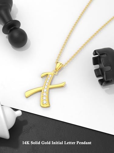 14k Gold Initial Necklace for Women, Solid Gold Moissanite Letter Pendant Necklaces Jewelry for Her Birthday Valentines Day Gifts for Mom Wife Christmas Gifts for Girlfriend Sister4