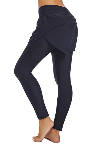 Seagoo Women's Swim Short with Long Legging Modest Swimming Board Shorts Sun Protection High Waisted Boy Shorts Black4