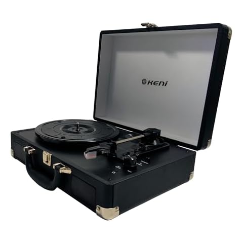 G Keni Case for phonographic Record Player, Portable Suitcase Record Player with Built-in Speakers | Upgraded Turntable Audio Sound (Black) Cover