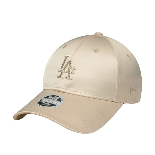 Casquette New Era 9FORTY Los Angeles Dodgers beige en satin strass pour femme