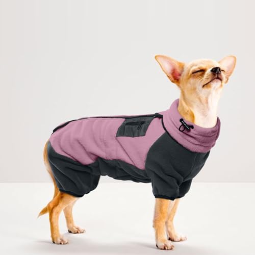 Hundepullover XL, Hundejacke Fleece Hundemantel für Mittlere Hunde, Onesie Hundeoverall Mit Beinen, Hunter Anzug (Rosa, XL)