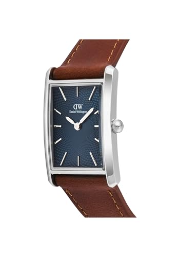 Image of Daniel Wellington Bound 35x24mm Guilloche Silver - Men Watch Stainless Steel Leather Strap Watch