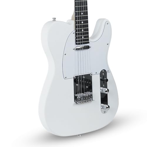 Image of Kadence TLWH Tennessee 39 inch Electric Guitar (Classic T Style) | Solid Poplar Wood Body, Maple Neck | Dual Single-Coil Pickups | Fixed Bridge | Gig Bag + Cable | Matte White