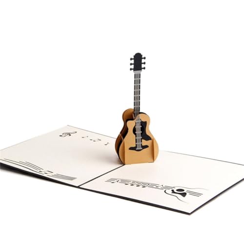 Image of D Guitar Greeting Cards Handmade Paper Black for Friends