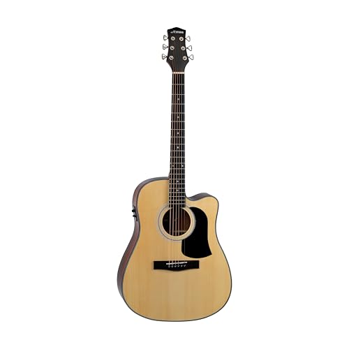 Image of M-STUDIO M-2500 E 41-Inch Electro-Acoustic Guitar, Natural Finish, with Padded Bag