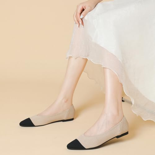 Women's Pointed Toe Knit Ballet Fashionable and Comfortable Dressy Flat Shoes4