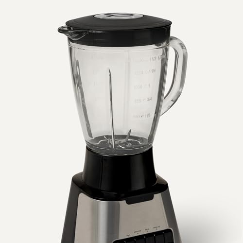 Amazon Basics 6-Cup (50 Fl. Oz) Countertop Blender, with 6 Pre-Programmed Functions, Pulse, Ice Crush, Stainless Steel Blades, Glass Jar, Up to 700W, Black & Silver - Image 4