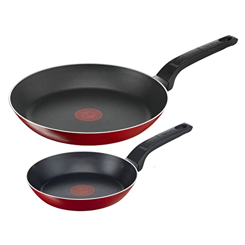 TEFAL Frypan 20 cm | Easy Clean | Aluminium | Non Stick Coating | Thermo Signal Heat Indicator | Diffusion Base | Healthy Safe Cookware | Made in France | Red | 2 Years Warranty | B5720253