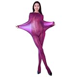BESYFAY Herren Öl Glänzend Plus Size Bodystocking Hoch Elastischer Bodysuit Catsuit Nylon GanzköRper Strumpfhose