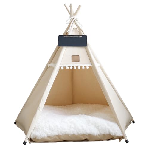 Haustier-Tipi-Zelt mit Kissen, 50, 8 cm, tragbares, waschbares Hunde- und Katzenbett für Haustiere unter...