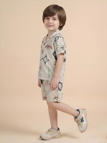 Image of POLKA TOTS 100% Cotton Half Sleeve Shirt and Shorts Combo for Boys | Co-Ord Set for Kids | Summer Wear Dress for Toddlers | Breathable & Skin-Friendly Boys Clothes | Trendy Summer Outfit & Beach Wear