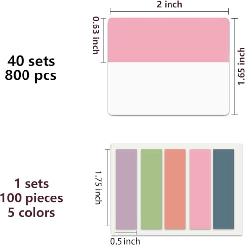 Image of ELII 900 PCS Book Tabs 2 Inch Sticky Index Tabs, Colored Page Markers | Repositionable Tags,Reading Tabs,Self Adhesive Tape Flags for Books, Binders, Notebook and File Folders,Smooth Writing