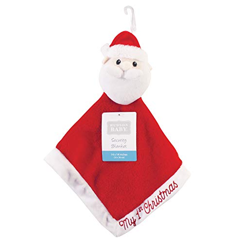 Image of Hudson Baby Unisex Baby Animal Face Security Blanket, Santa, One Size