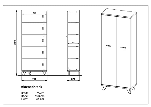 Germania Aktenschrank Gw-Oslo | In Weiss und Sanremo-Eiche | 75 x 193 x 37 cm | 4054-221 - AZ4054-221 Germania Aktenschrank Gw-Oslo | In Weiss und Sanremo-Eiche | 75 x 193 x 37 cm | 4054-221