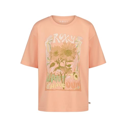 Image of Roxy Girls' Short Sleeve Oversized Fit Logo Tee, Crew Neck Graphic T-Shirt, Soft & Comfortable
