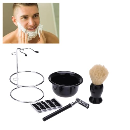 Aiweijia 5 PCS Shaving Brush Kit for Men, Beard Shaving Kit, Shaving Bowl Holder Stand Stainless Steel Shaving Brush Razor Blade Set Gifts - Image 7