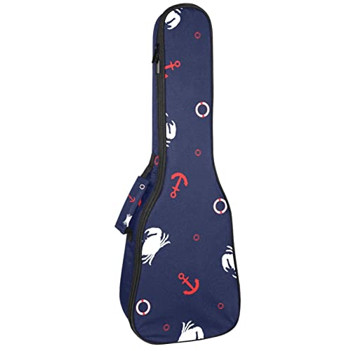 Sac pour ukulélé de concert ténor et soprano bleu marine à motif crabe