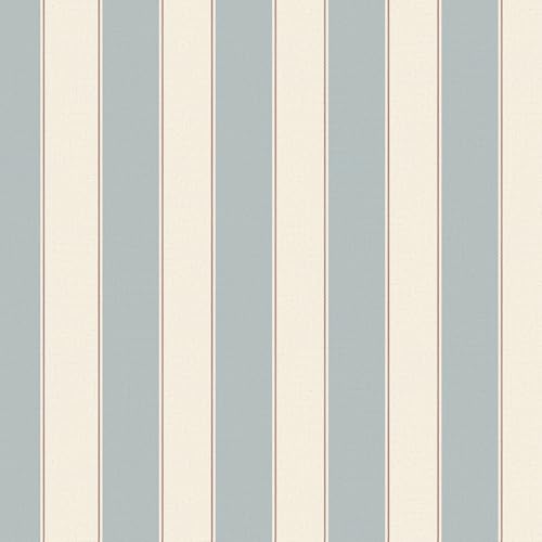 Baolanzw Blue and White Cream Striped Wallpaper Peel and Stick Self-Adhesive Removable Waterproof Wallpaper for Bedroom Kitchen Bathroom (Blue 17.32x 118.11)