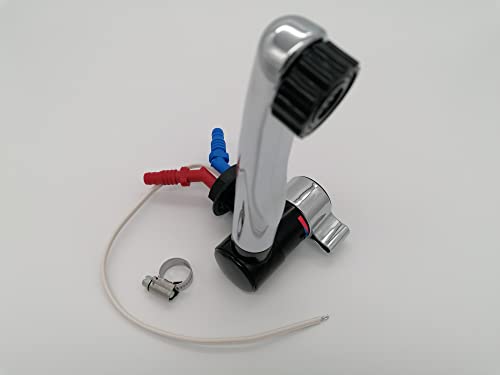 CR-MOESANCO® Wasserhahn London, verchromt, für heißes und kaltes Wasser, für Wohnwagen, Wohnmobil, Boot oder Camping, mit Schalter, 12 V / 24 V