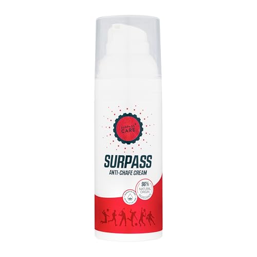 SURPASS Crema natural antirozaduras para todos los deportes | Protección de la piel contra rozaduras, ampollas y fricción | Para cuello, muslos y hombros | Con alantoína, pantenol y eucalipto | Sin