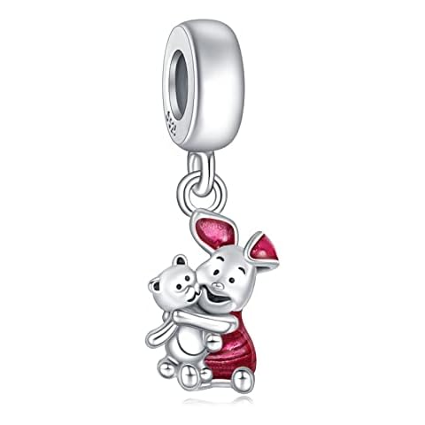 RMMY Charm Small Bear Piglet Dangle Charm 925 Sterling Silver Pendant Dangle Beads for European Bracelets and Necklaces,Chriatmas Halloween Valentine's Day Birthday Jewelry Gifts for Women & Girls Cover