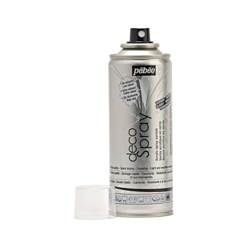 PEBEO - decoSpray - Vernis Transparent en Spray - Base Eau - Indélébile, Permanent et Résistant - Utilisation en Intérieur et Extérieur - Format 200 ML - Transparent Brillant