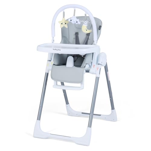 BABY JOY Foldable High Chair, Portable Highchairs for Babies and Toddlers with 7 Heights, 5 Recline...