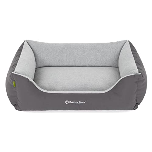 Doctor Bark Hundebett Kleine Hunde - Hundekörbchen Flauschig und Weich - Waschbar, Strapazierfähig, Kuschelig - Made in Germany - GreenLabel (S - 74x55 cm, Grau)
