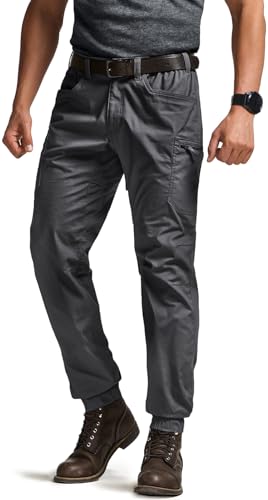 CQR Men's Flex Lightweight Joggers, Elastic Waist Drawstring Casual Pants, Tapered Fit Water Resistant Outdoor Cargo Pants3