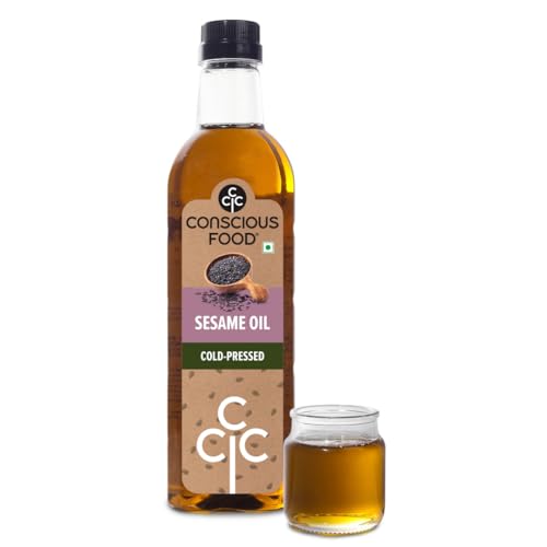 Image of Conscious Food Cold Pressed Sesame oil | 500 ml | Gingelly Oil | Natural | Black Sesame Oil | Unrefined Til Oil | Chemical-Free
