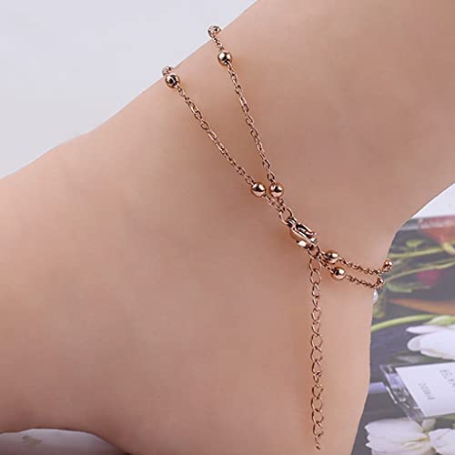 Jude Jewelers Stainless Steel Infinity Charm Faux Pearl Double Strand Anklets3