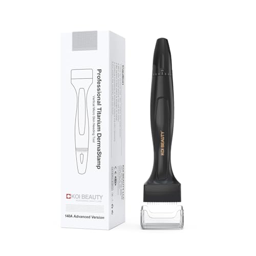 KOI BEAUTY Derma Stamp - 140 Real Needles Professional Microneedling for Home Titanium Dermastamp for Scalp Hair Beard Face & Body Derma Roller & Derma-Pen Alternative for Men Women