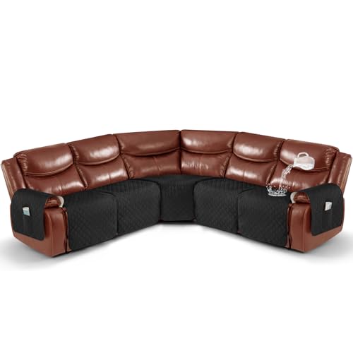 Ruaozz Waterproof 5-Piece Recliner Sectional Sofa Cover, Black