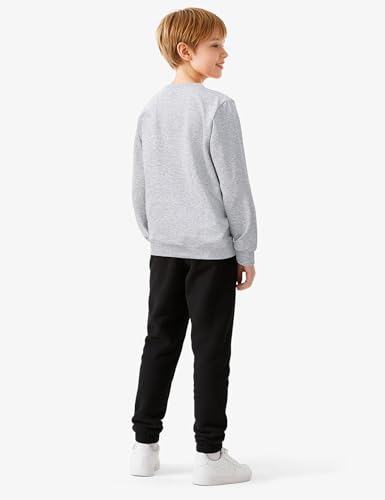 BOOPH Boys Long Sleeve Shirts Kids Crewneck Basic Tee Sports Pollover T-Shirt Light Gray 11-12 Years3