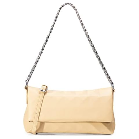 Women Chain Handbag, Shoulder Crossbody Hobo Purse Foldable Small Messenger Clutch Satchel Bag, Yellow, One Size Cover