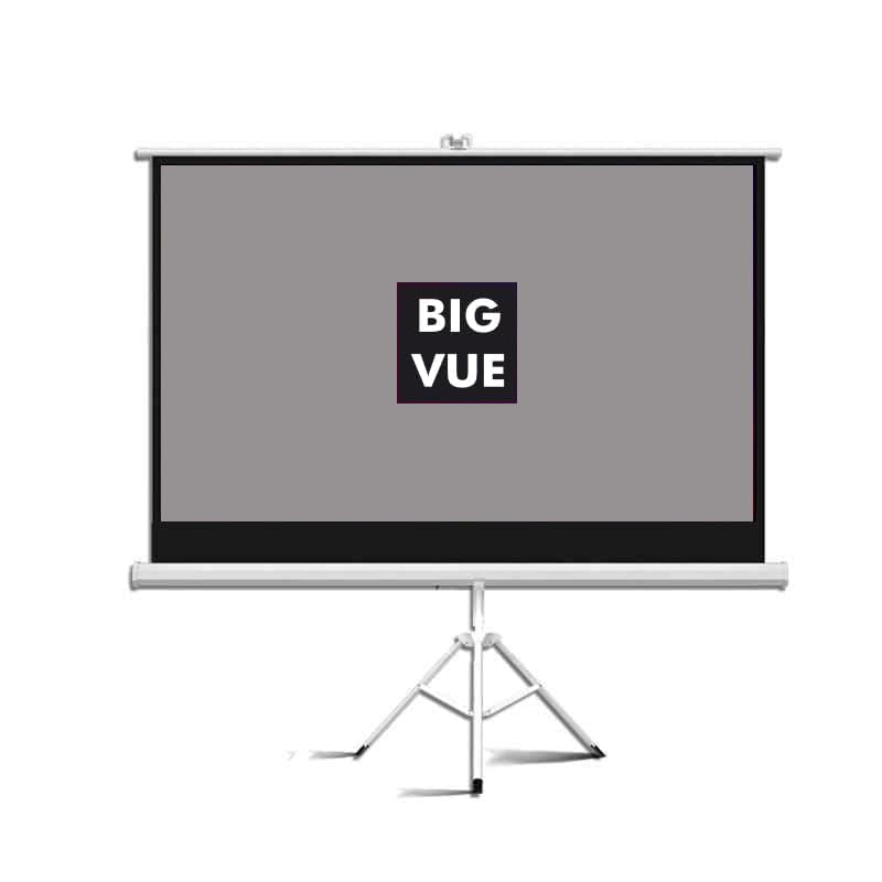 Image of BIG VUE Matte Grey Fabric Tripod Projector Screen with Stand - Indoor and Outdoor Wrinkle Free Projection Screen for Home, School & Office Presentation (120 Inch, 4:3 Aspect Ratio)