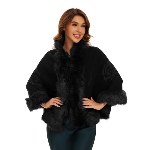 Women Faux Fur Shawl Bridal Faux Fur Wraps for Evening Wedding Dresses Luxury Fur Cape for Wedding Evening Party2