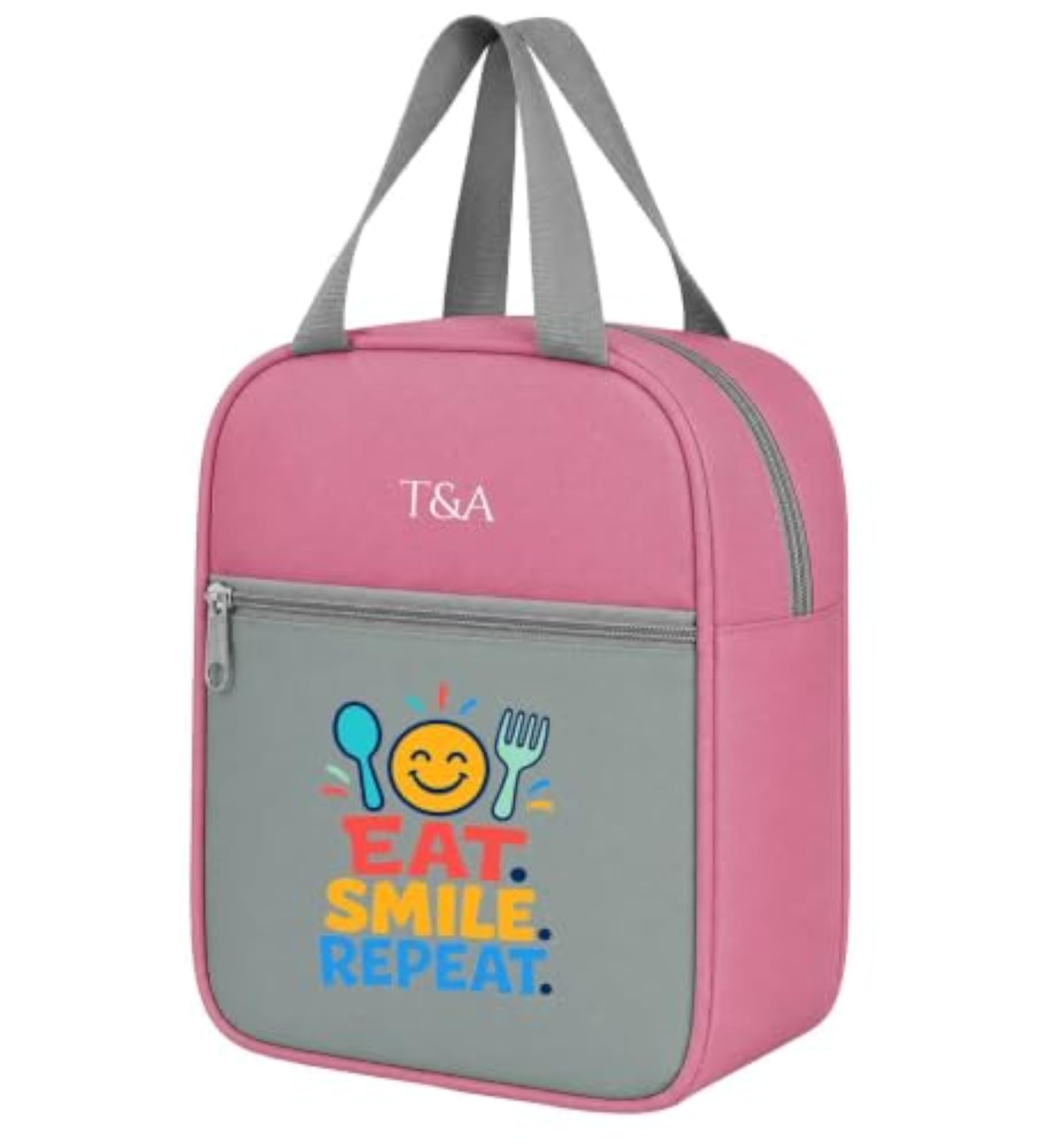 Portable Reusable Lunch Bag with Front Pocket and Zipper