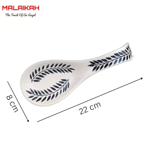 Image of Malaikah Ceramic Spoon Rest Black 2 Leaf Pack of 1 for Home, Kitchen, Dining, Kitchen Decor & Gifting