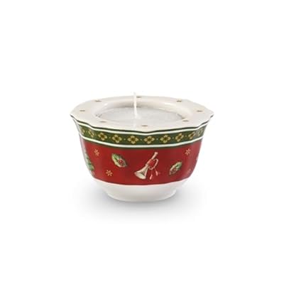 Villeroy & Boch 14-8585-3997 Portavelas de té Toy s Delight  para Navidad  4 cm  en Festivo Embalaje de Regalo  Porcelana  Rojo  27.5x14.0x8.0 cm