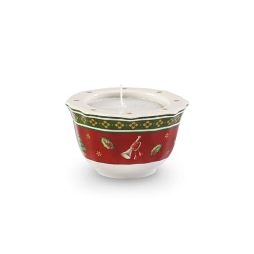 Villeroy & Boch 14-8585-3997 Portavelas de té Toy's Delight, para Navidad, 4 cm, en Festivo Embalaje de Regalo, Porcelana, Rojo, 27.5x14.0x8.0 cm