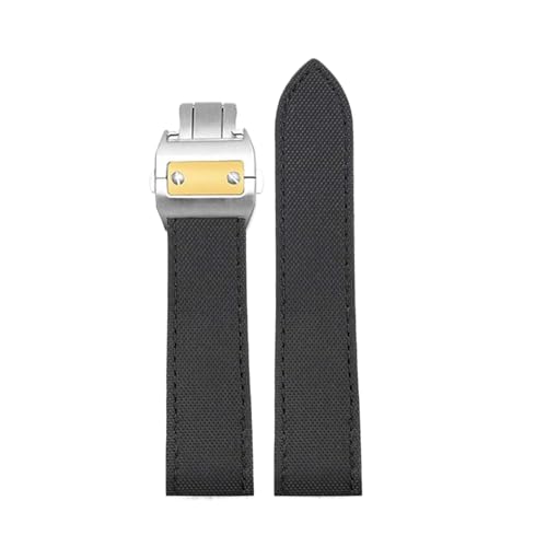 Bracelet nylon grainé et cuir pour montre Cartier Santos 23 mm