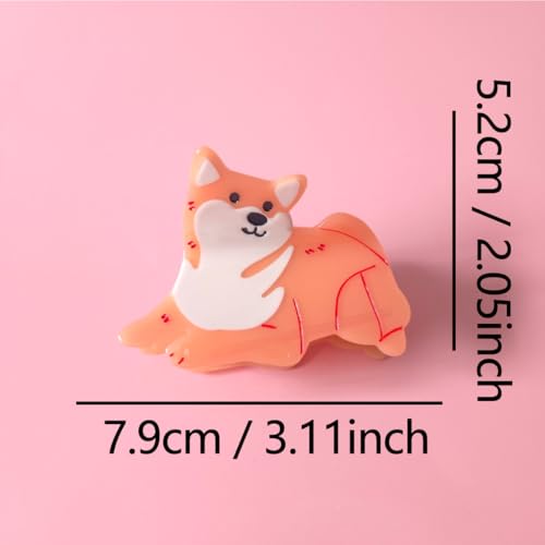 Pinza para cabello de acetato estilo Shiba Inu miniatura 2