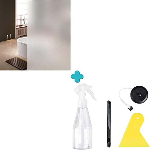 Niviy Frosted Window Film Non-Adhesive Shower Window Covering For Bathroom Office Living Room(11.8" X 78.7") +4-Pack Window Film Application Kits #TOP13