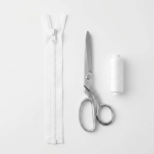 Image of Sawoake 2PCS #5 100 Inch Separating Jacket Zippers for Sewing Coats Jacket Zipper White Molded Plastic Zippers Bulk Tailor DIY Sewing Tools for Garment /Bags /Home Textile