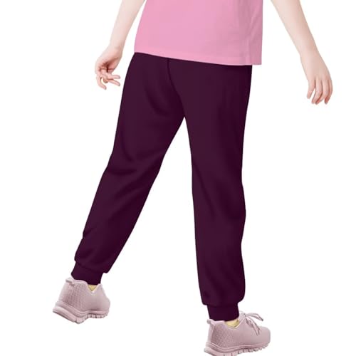 AmzPrint Girls Sweatpants Casual Solid Color Jogger Running Bottoms Lounge Pants Comfy Sweatpants with Pockets4