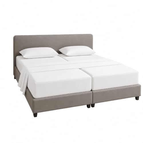 KRISHNA Premium 5-Piece Split King Sheet Set for Adjustable Beds, 100% Egyptian Cotton, Hotel Quality Luxury Bedding, Fits Up to 16 Inch Deep Pocket Mattress, Soft & Breathable, White Solid